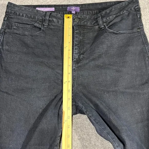 NYDJ Billie Mini Bootcut Jeans Size 16 Black Mid Rise Stretch Lift Tuck Mom Prep - Picture 8 of 10